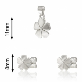 JUEGO PENDIENTES+GARGANTILLA PLATA 925 FLOR