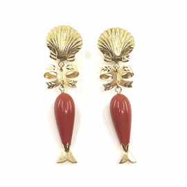 PENDIENTES ORO 18KT CONCHA LAZO CHUPON D50X14MM PESO G4,20