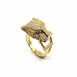 ANILLO ORO 18KT CABEZA PANTERA CIRCONITAS D20X13X6MM PESO G6,5