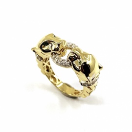 ANILLO ORO 18KT DOBLE PANTERA CIRCULO CIRCONITAS D25X10MM PESO G5,50