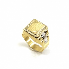 SELLO ORO 18KT RECTANGULAR TALLADO BICOLOR D16X13MM PESO G6,20