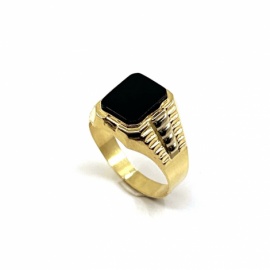 SELLO ORO 18KT BICOLOR RECTANGULAR PIDRA NEGRA D14X10MM PESO G5,7