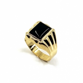 SELLO ORO 18KT RECTANGULAR PIEDRA NEGRA D16X13MM PESO G6,75