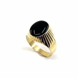 SELLO ORO 18KT OVAL PIEDRA NEGRA D15X11MM PESO G5,95