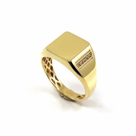 SELLO ORO 18KT CUADRADO LISO CIRCONITAS D13MM PESO G6,75