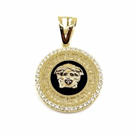 COLGANTE ORO 18KT MEDUSA GRECA CIRCONITAS D28MM PESO G6,60