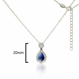 GARGANTILLA PLATA 925 RODIADA ROSETÓN LÁGRIMA 38+5CM
