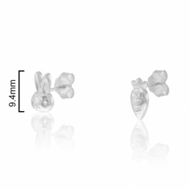 PENDIENTES PLATA 925 RODIADA DUO CONEJO Y ZANAHORIA LISOS 9'4mm