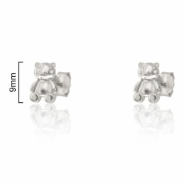 PENDIENTES OSITO LISO PLATA 925 RODIADA CIERRE PRESIÓN 9mm