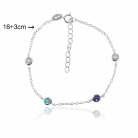 PULSERA PLATA 925 RODIADA CON CHATONES DE COLOR 16+3cm