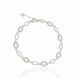 PULSERA PLATA 925 RODIADA OVALOS-CIRCONITA-LISOS