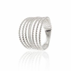 ANILLO PLATA 925 RODIADA SEIS CABOS CON TIRA CENTRAL DE CIRCONITAS
