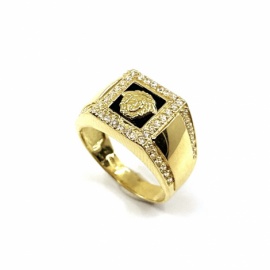 SELLO ORO 18KT MEDUSA CON ONIX D14MM PESO G7,05
