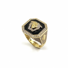 SELLO ORO 18KT MEDUSA CIRCONITAS ONIX OCTAGONAL D20MM PESO G12,50