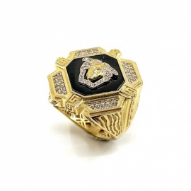 SELLO ORO 18KT MEDUSA CIRCONITAS ONIX OCTAGONAL D28MM PESO G18,80