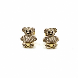 PENDIENTES ORO 18KT OSITO CIRCONITAS D12X10MM PESO G2,90