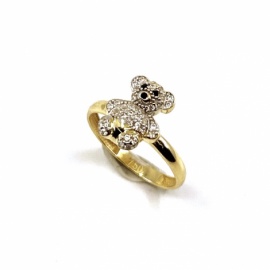 ANILLO ORO 18KT OSITO CIRCONITAS D12X10MM PESO G2,10