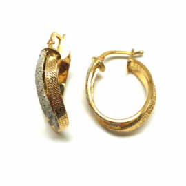 AROS ORO 18KT OVALADO DOBLE ESMALTE GRECA D22X17MM PESO 2,90G