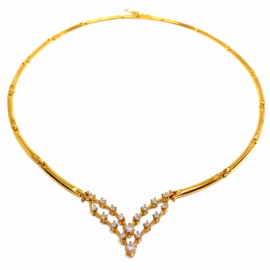 GARGANTILLA ORO 18KT FIRMAMENTO CIRCONITAS 45CM D27X35MM TRAMO D3X2MM PESO G17,45