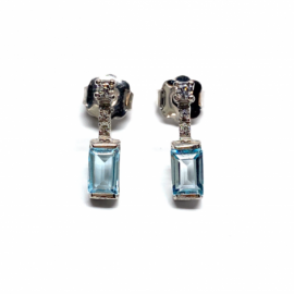 PENDIENTES ORO 18KT AGUAMARINA-CIRCONITA D16X4MM PESO G2,70