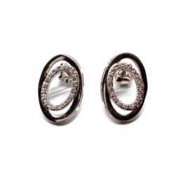 PENDIENTES ORO 18KT DOBLE O CIRCONITAS D20X13MM PESO G5,05