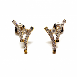 PENDIENTES ORO 18KT V CIRCONITAS D20X10MM PESO G3,20