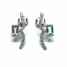 PENDIENTES ORO 18KT AGUA MARINA FINA D23X8MM PESO G4,05