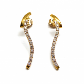 PENDIENTES ORO 18KT TRAMO CIRCONITAS D34X3MM PESO G4,45