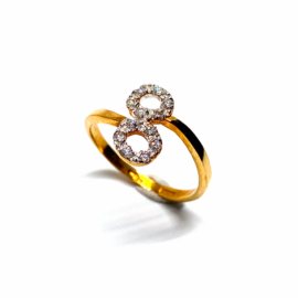 ANILLO ORO 18KT CIRCULOS CIRCONITAS D11MM PESO G2,30