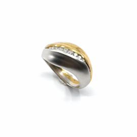 ANILLO ORO 18KT BICOLOR BRILLANTES 9 (H-VS1) 0,25 CTS PESO G6,90