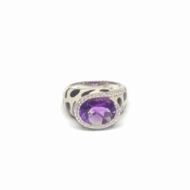 ANILLO ORO 18KT AMATISTA Y BRILLANTES H-VS 0,19KT PESO 7,30G D14X13MM