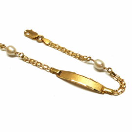 ESCLAVA ORO 18KT VICMA CON PERLAS 18CM PESO G3,25