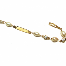 ESCLAVA ORO 18KT PERLAS CIRCONITAS L17CM PESO G2,95