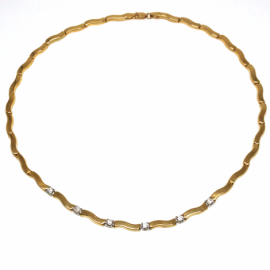 GARGANTILLA ORO 18KT CINCO CIRCONITAS 45CM D4MM PESO G15,15 