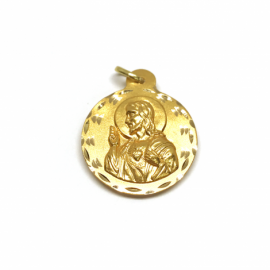 MEDALLA ORO 18 KT ESCAPULARIO CORAZON DE JESUS VIRGEN DEL CARMEN  PESO G2,4 DIAMETRO 20MM